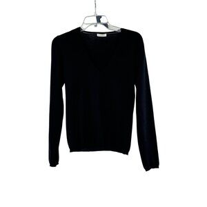 Brunello Cucinelli V-Neck Black Cashmere Blend Sweater M